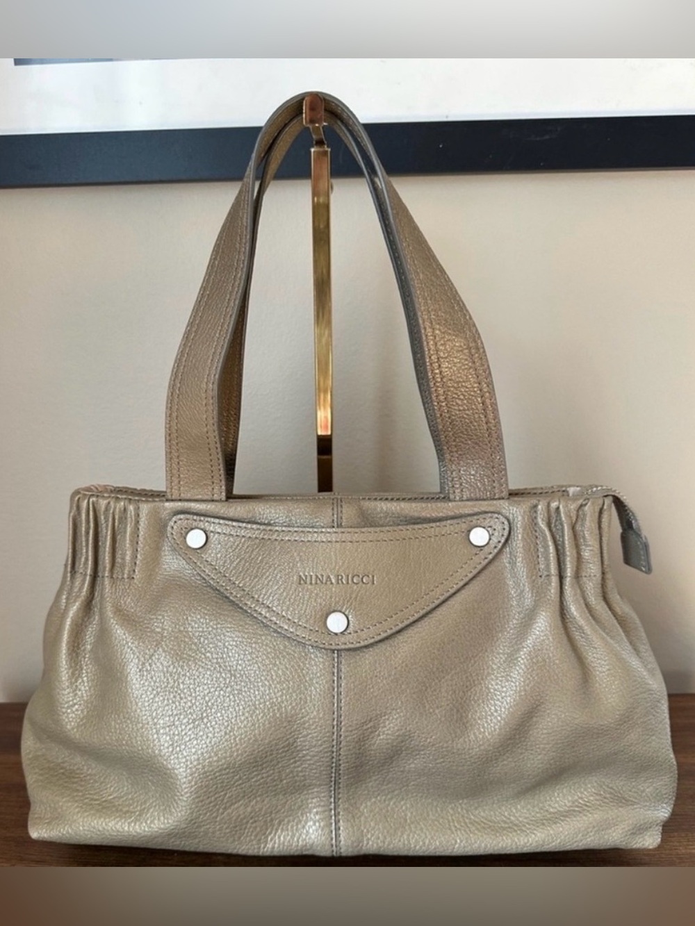 Nina Ricci Taupe Leather Shoulder Bag